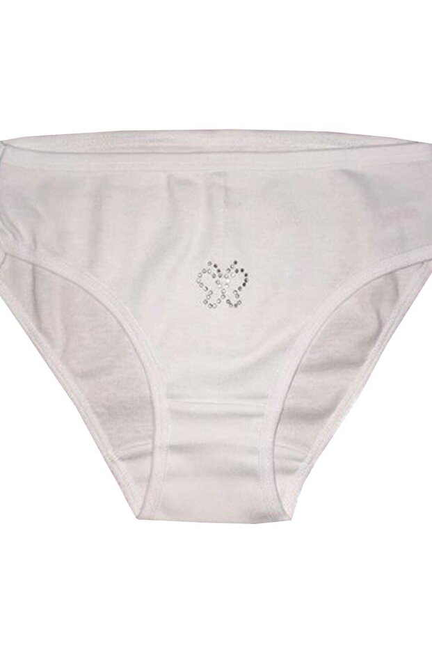 Girl's White Stone Printed Panties MKC097