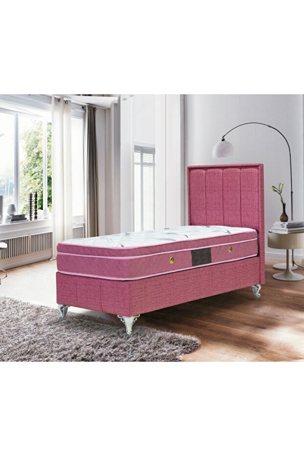 Tek Kişilik Solid Lila Set Yatak + Baza + Başlık - 1