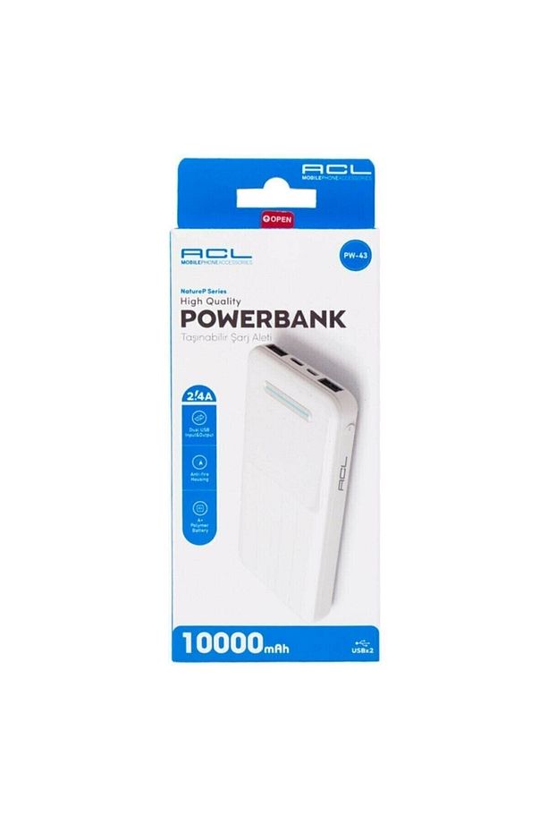 10000 Mah / 2xusb / Mikro / Type-c Kablolu Led Güç Göstergeli Powerbank Pw-43 - 1