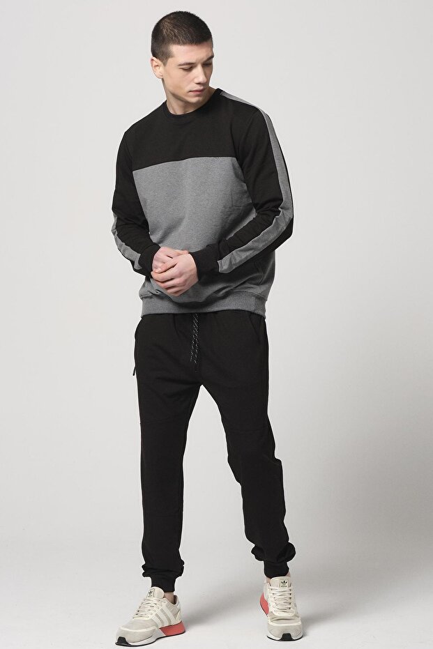 Erkek Detaylı Basic Eşofman Takımı Siyah - 2