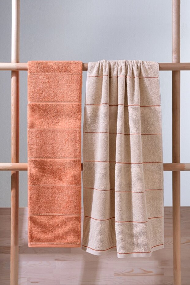 Carmine Bath Desert - Extra Soft, Modern 100% Cotton 70x140 Cm 2-Piece Bath Towel