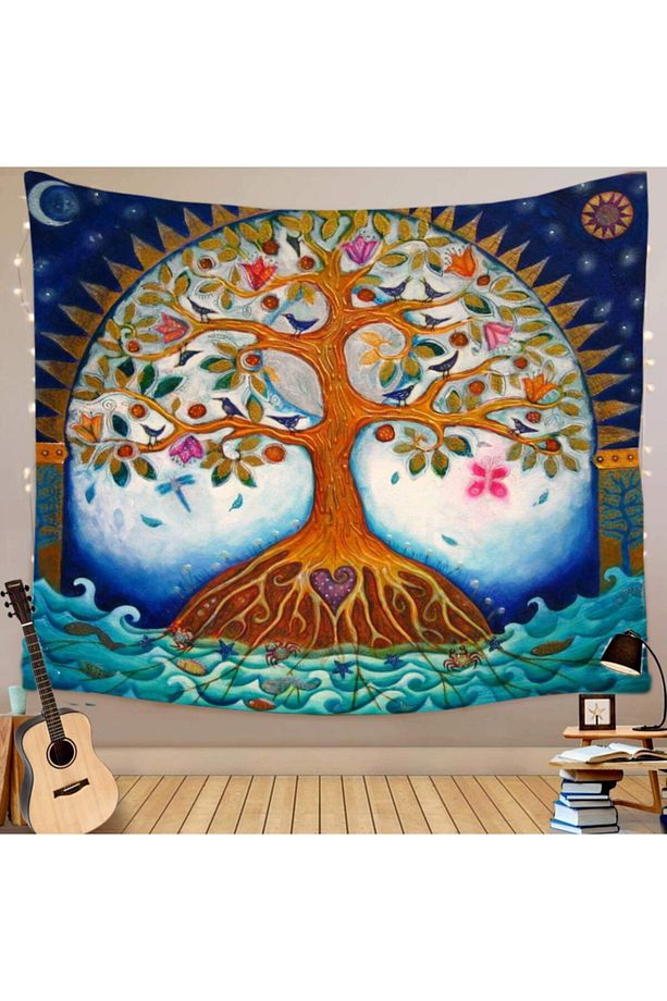 Yaşam Ağacı Nardugan Ağacı Duvar Örtüsü Halısı Tapestry - 1