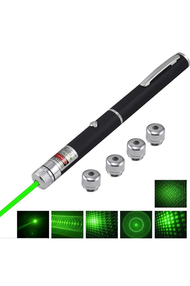 Lazer X5 Pointer 5 Başlıklı Yeşil Lazer 100 Mw Kalem Pointer - 2