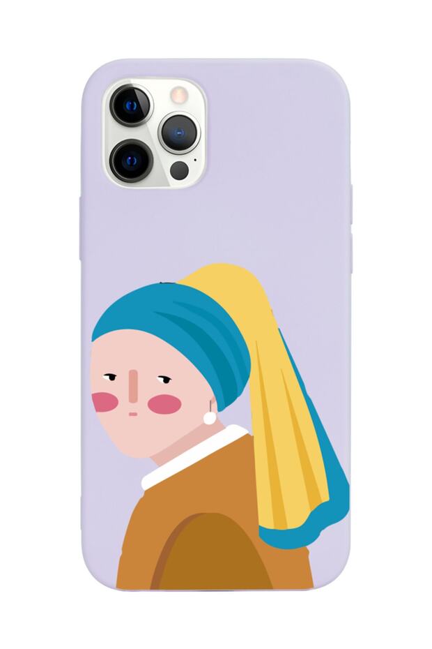 Lilac Launch Phone Case with iPhone 13 Pro Max Compatible Pearl Earring Girl Design