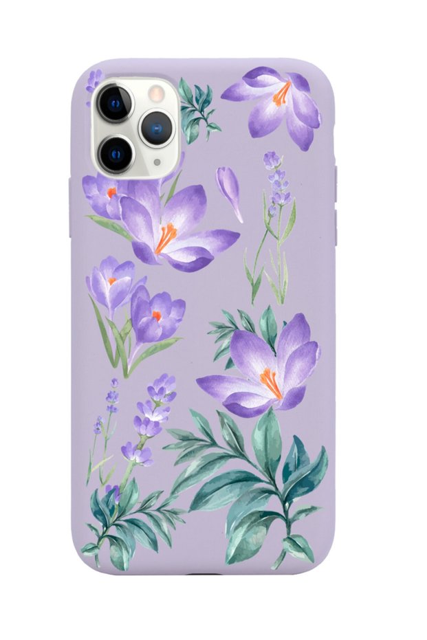 iPhone 11 Pro Max Compatible Winter Flower Design Lilac Launch Phone Case