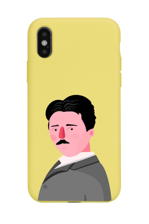 iPhone X - XS Compatible Nikola Tesla Design Yellow Launch Phone Case