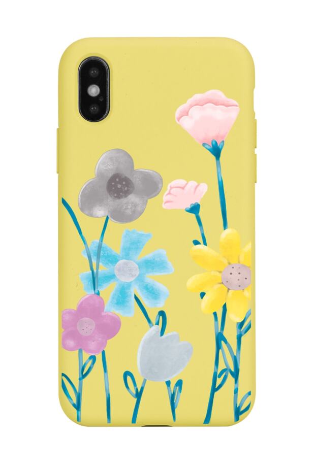 Yellow Launch Phone Case with Color Brush Design Compatible with iPhone X - XS