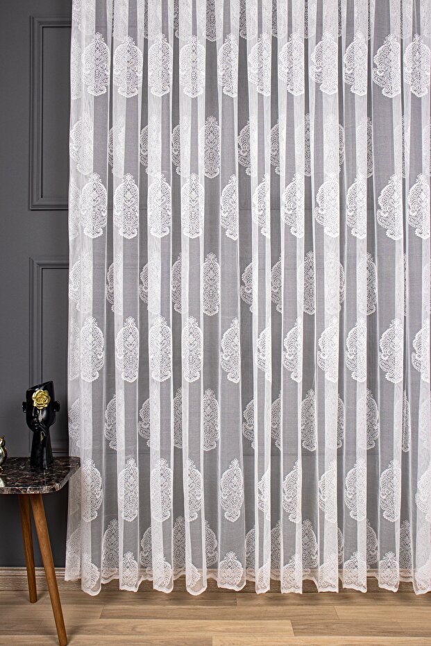 New Damaks Pattern Knitted Tulle Curtain, 400x260 Sparse Pleat 1/2