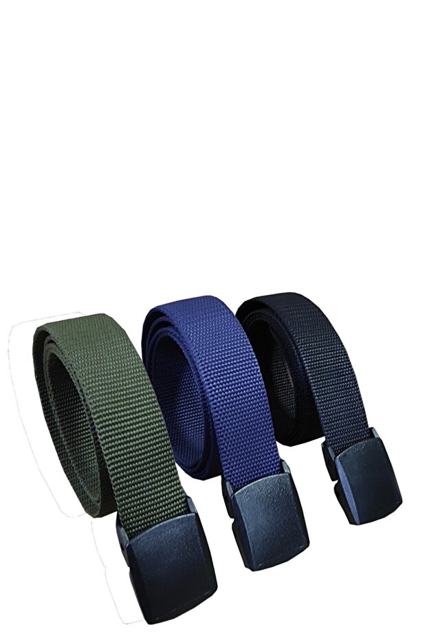 Anti Allergic Ykk Tactical Style 3-Piece Belt Set with Metal Buckle