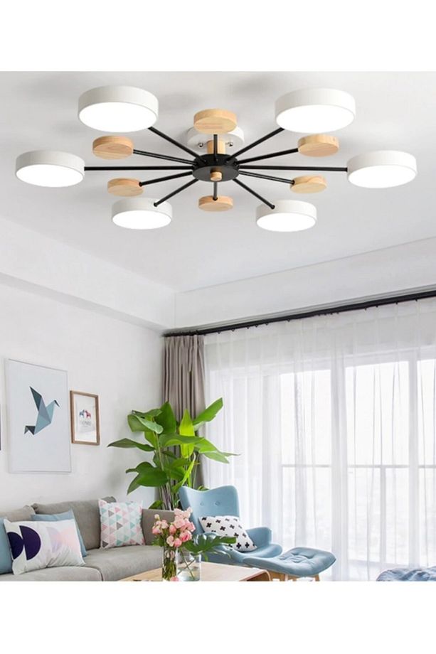 Modern Ahşap Detaylı Led Avize 6'lı - 1