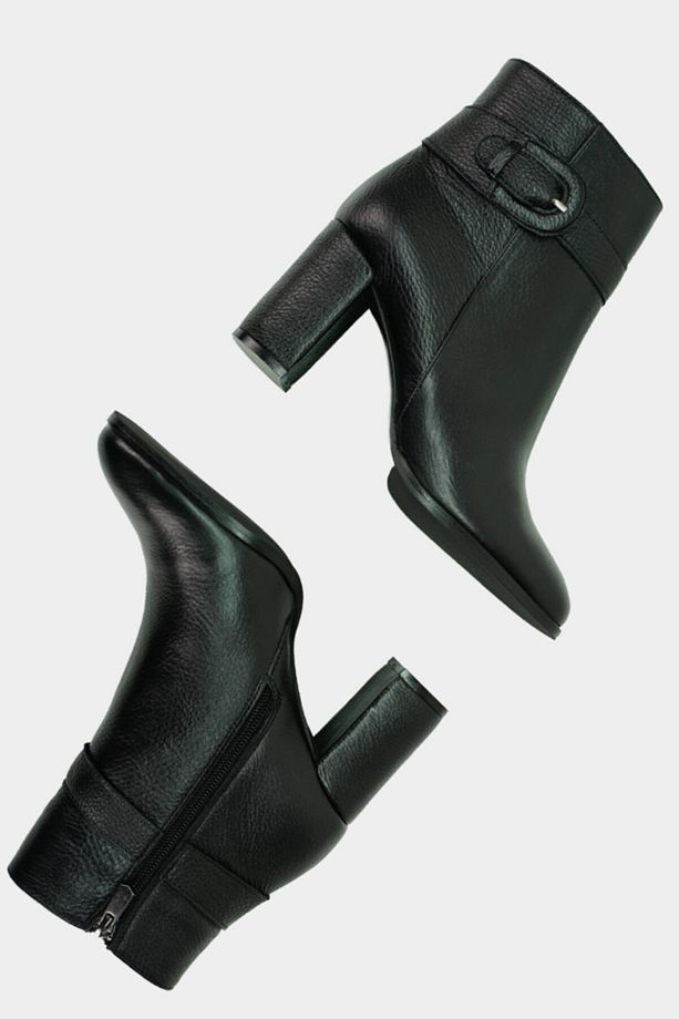 Kadın Siyah Hakiki Deri 35-41 Numara Bot & Bootie - 3