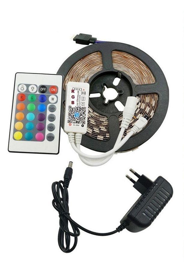 Ct-4557 Rgb Şerit Led Seti 5 Mt Rgb Led 3 Renk + Trafo + Rgb Kumanda Aydnltmdnym-ct-4557 - 1