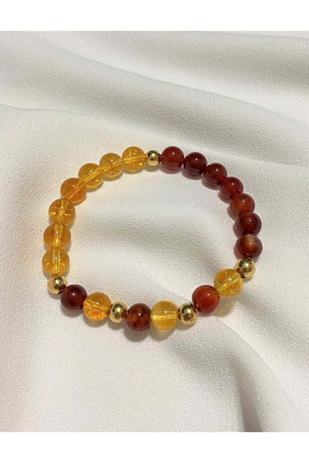 Unisex Citrine and Agate Natural Stone Bracelet