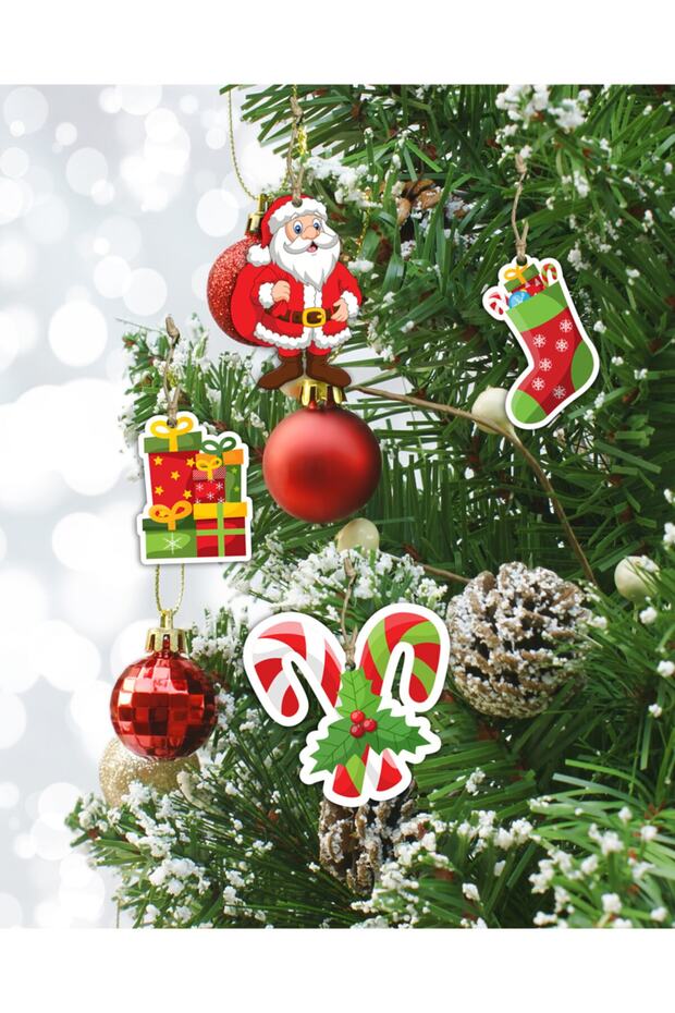 Yılbaşı Ağaç Dekoru 4lü Mdf Set