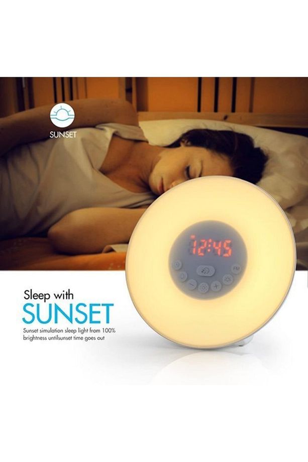 Wake-up Ayarlanabilir 6 Renkli Gece Lambası/fm Radio/alarmlı Saat - 4