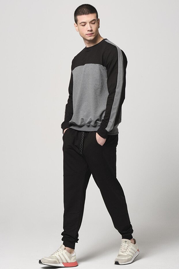 Erkek Detaylı Basic Eşofman Takımı Siyah - 3
