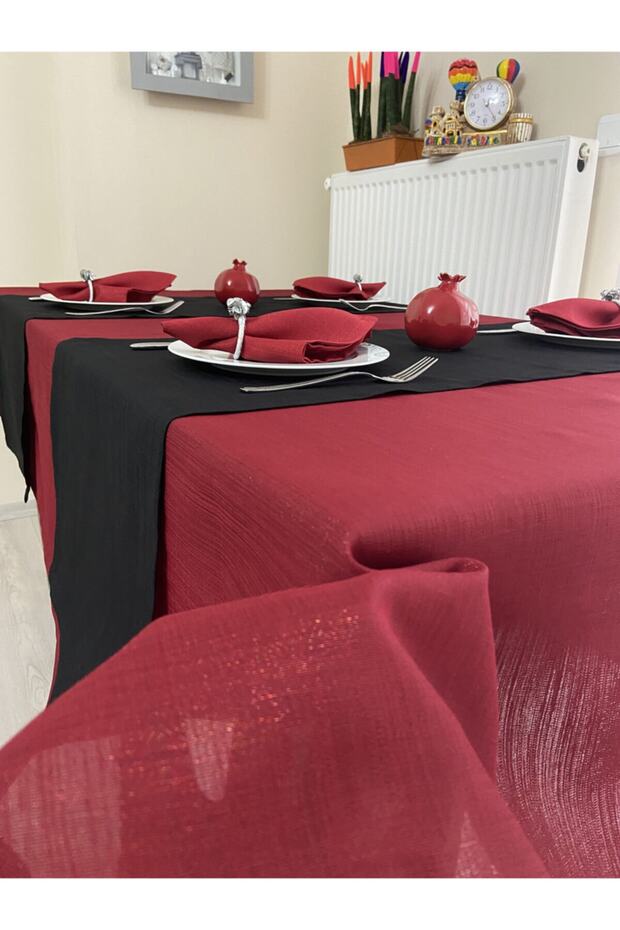 Solid Red Glitter Tablecloth - 3
