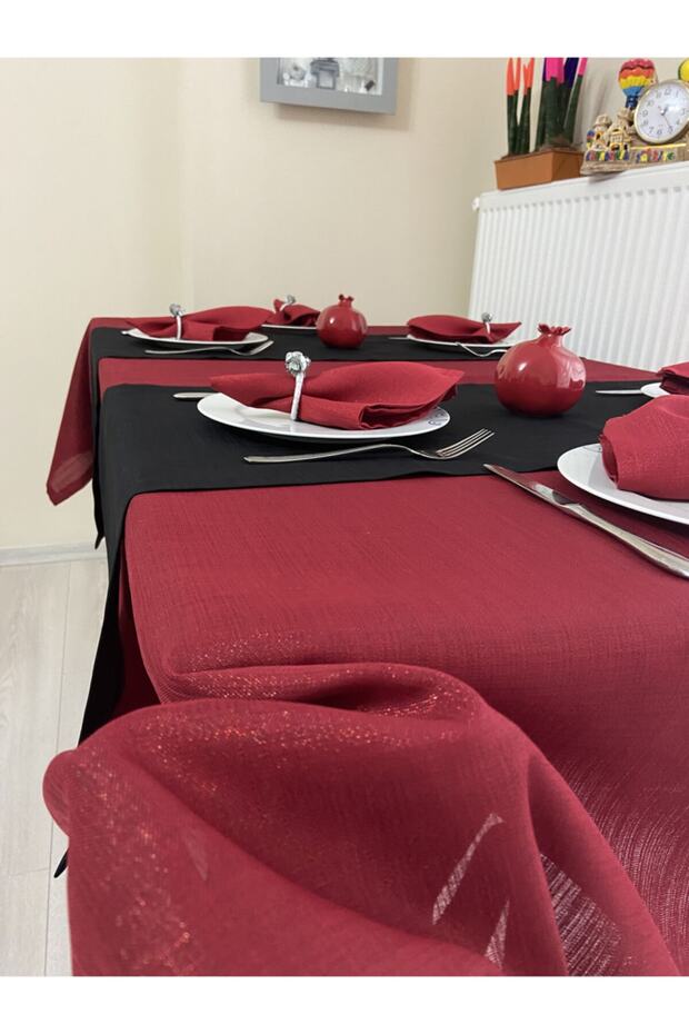 Solid Red Glitter Tablecloth - 6