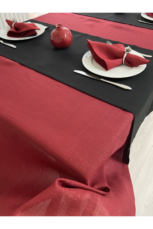 Solid Red Glitter Tablecloth - 7