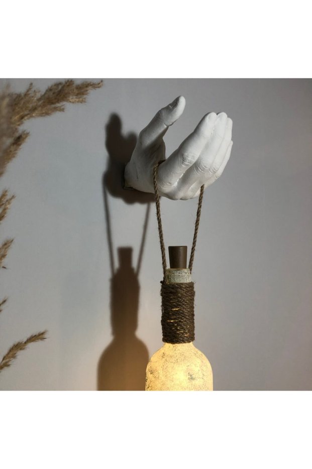 Handmade Sculpture Hand Decorated LED Lighted Frosted Glass Wine Bottle Sconce