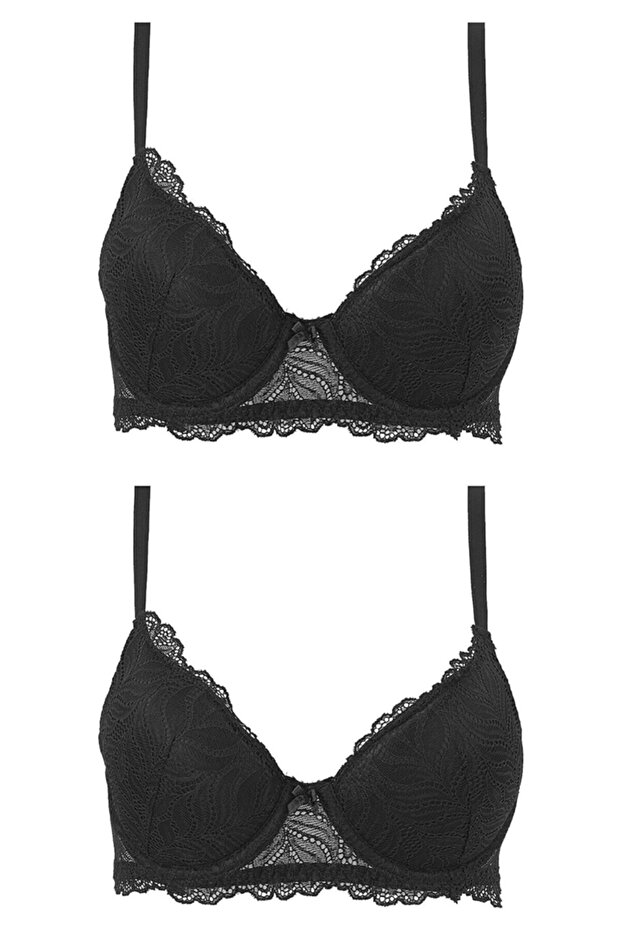 Black Lace Padded Set of 2