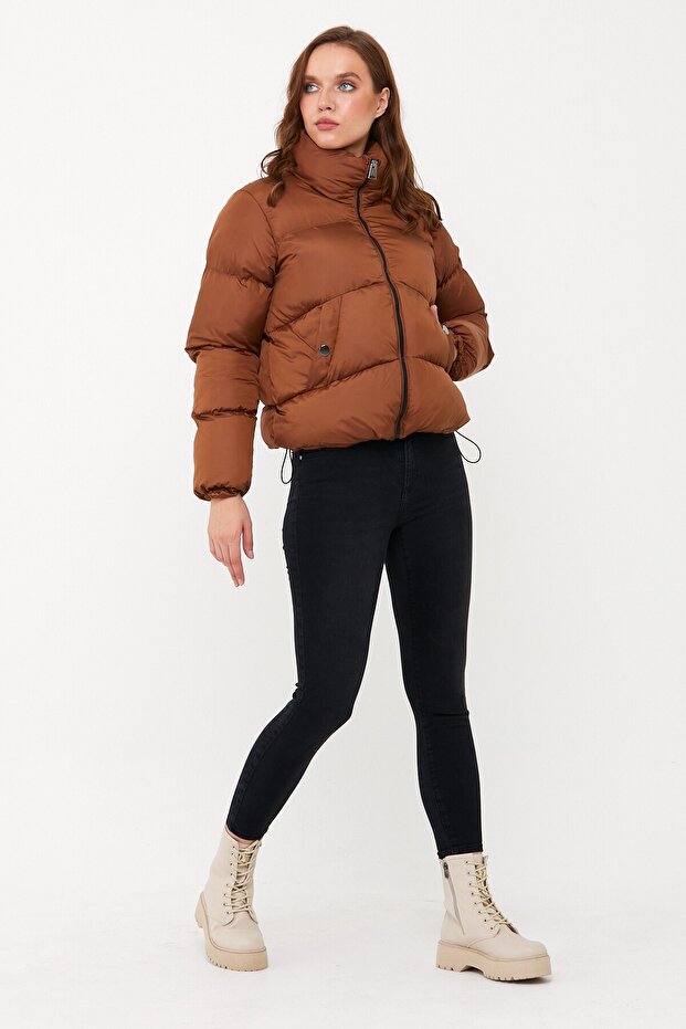 Kadın Taba Oversize Şişme Mont - 10