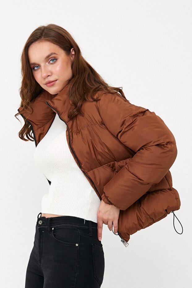 Kadın Taba Oversize Şişme Mont - 9