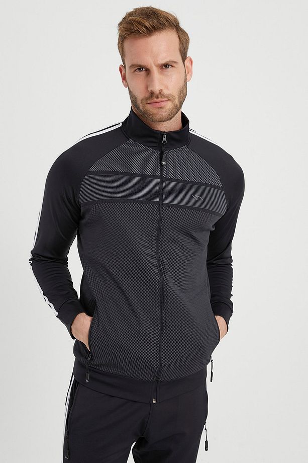 Erkek Siyah Eşofman Takımı Dalgıç Kumaş Yanları Şeritli Klr Gym As-300 Siyah - 7