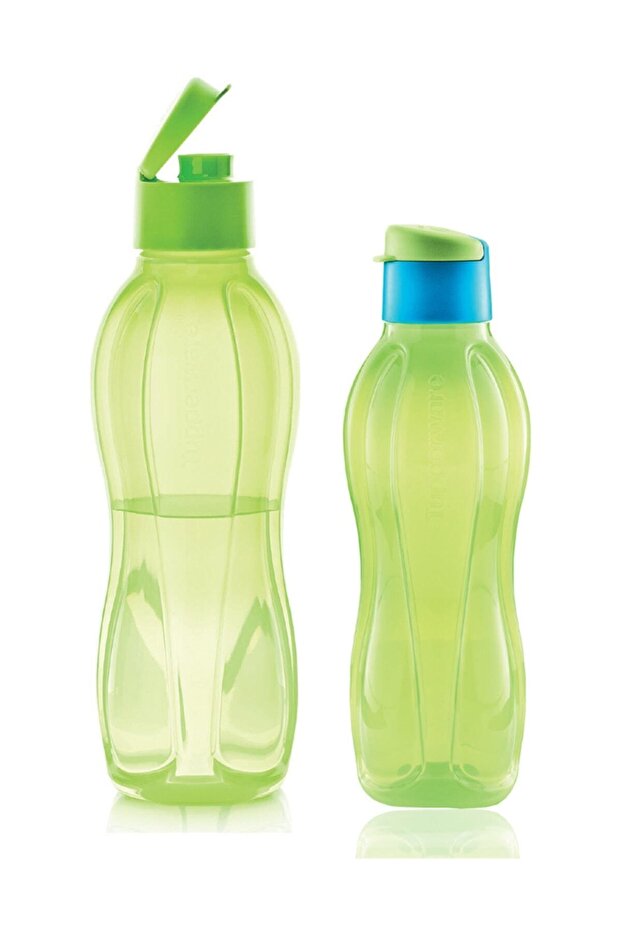 Eco Bottle Water Bottle 1 Liter Green and 750 ml Green