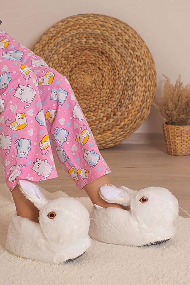 Unisex Hayvanlı Panduf Ev Ayakkabısı Ses Yapmaz Taban - 7