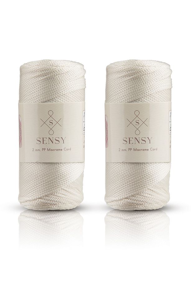 Premium 400 gr Polyester Makrome Ipi 2 Mm 2li Set Ekru Makrame Ip Supla Çanta Ipi No:4 - 1