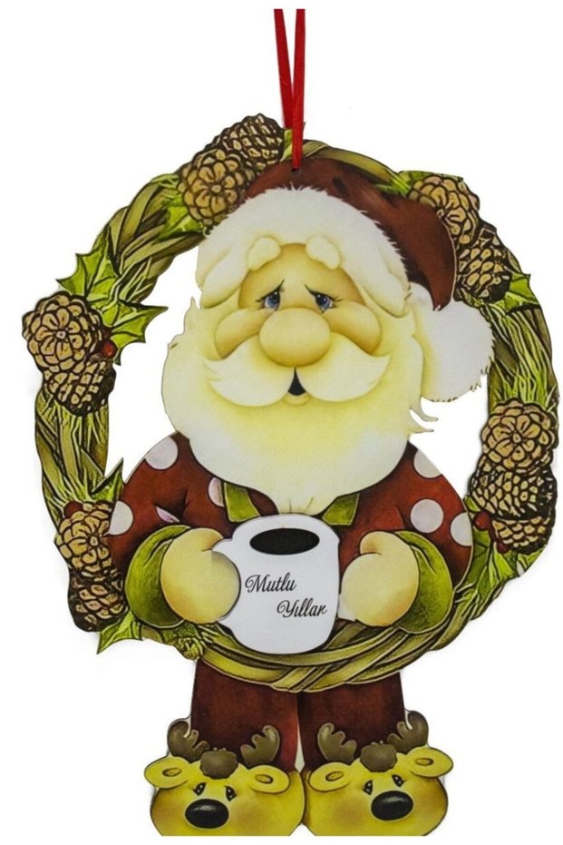 Wooden Happy Birthday Santa Claus Door Ornament (45X31Cm)