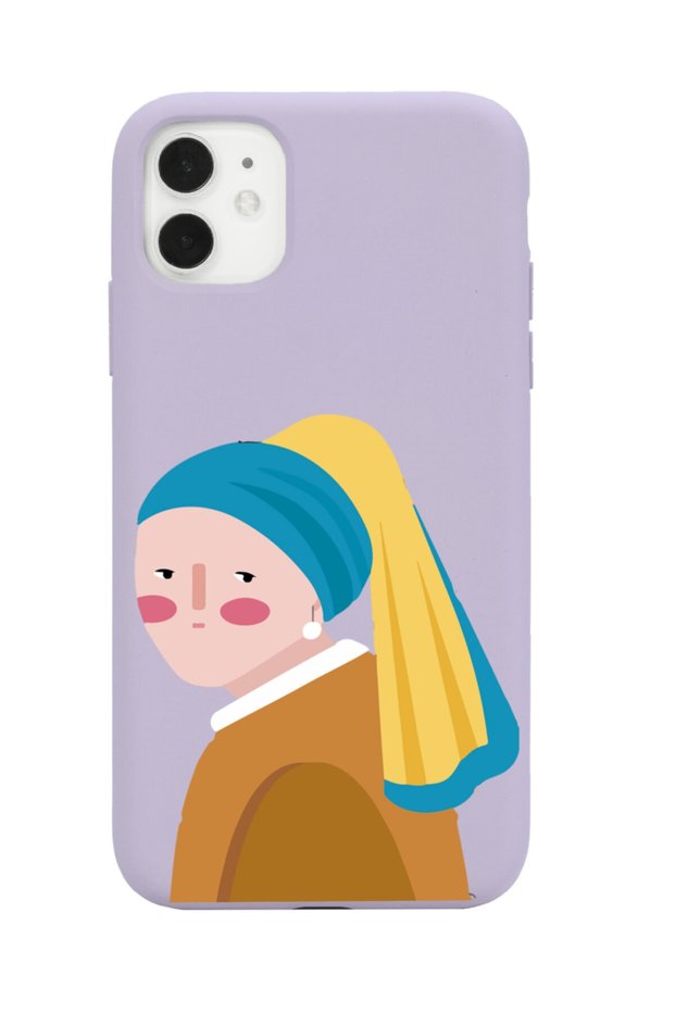 iPhone 11 Compatible Pearl Earring Girl Designed Lilac Launch Phone Case