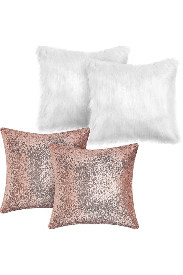 4 Piece Plush and Sequined Throw Pillow Cover 45*45