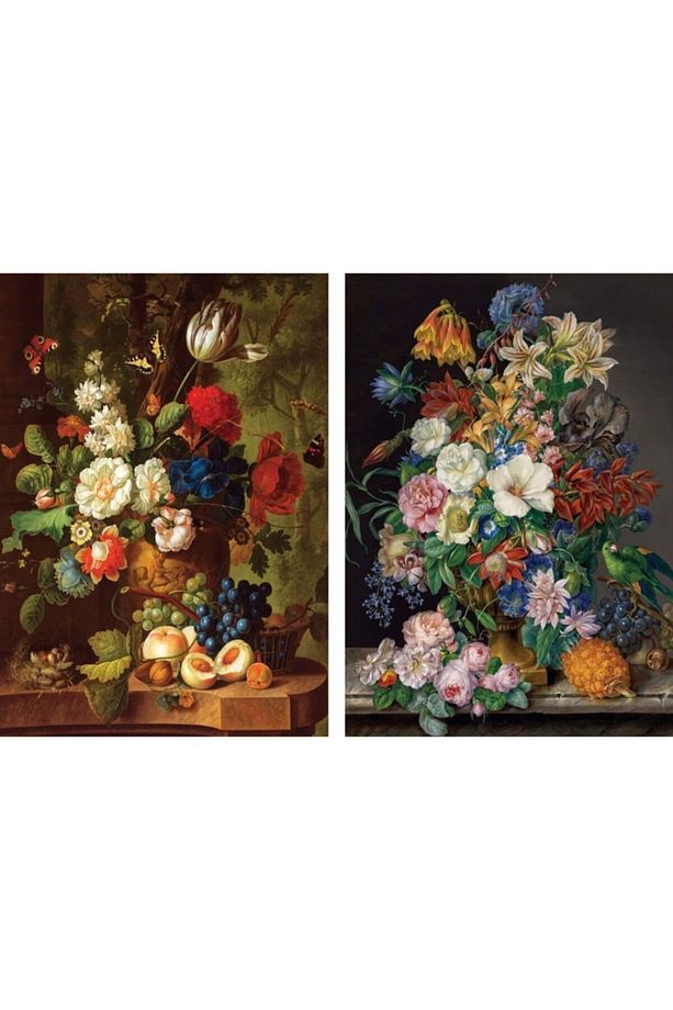 2x1000 Parça Vazoda Çiçekler Puzzle Seti - 1