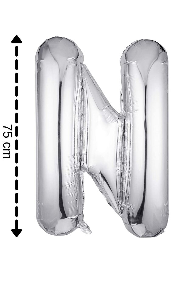 Foil Balloon Letter N Helium Balloon 32 Inch 75 Cm Silver Color