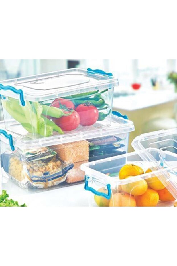 30 Litre Kilitli Kapak Dikdörtgen Kiler Saklama Kabı 48x31 H:29cm Her Gıdaya Uygun Sağlıklı Plastik - 2