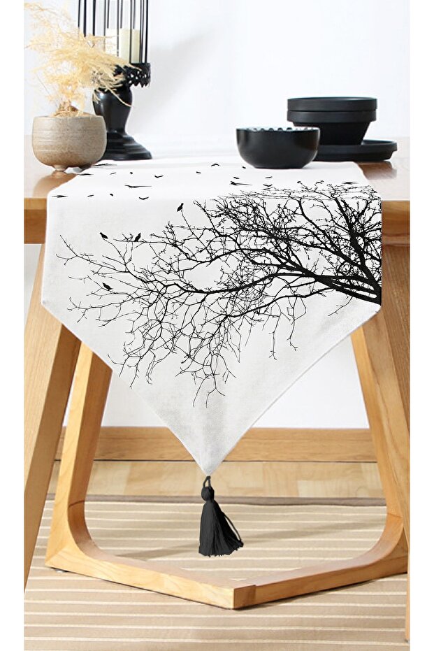 Realhomes Digital Printed Runner with Tree Branch Bird Design
