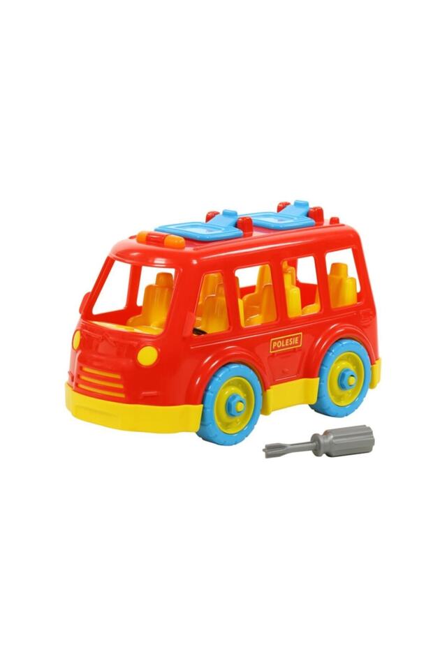 Polesie Minibus قابل للفصل، حافلة صغيرة تعليمية باللون الأحمر