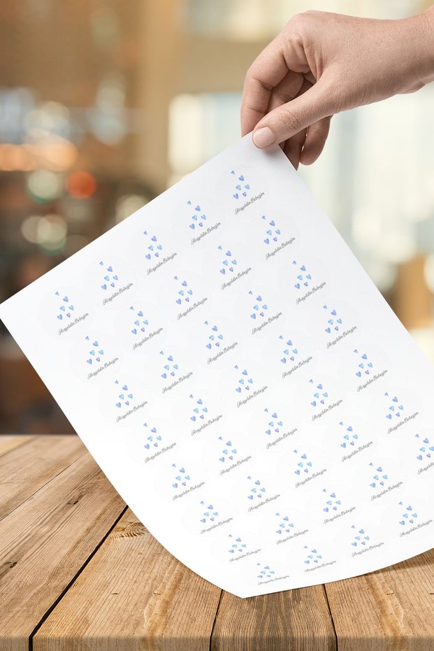 40 Pieces 5 Cm Size Blue Heart Watercolor Welcome Baby Written Sticker Decal Sticker