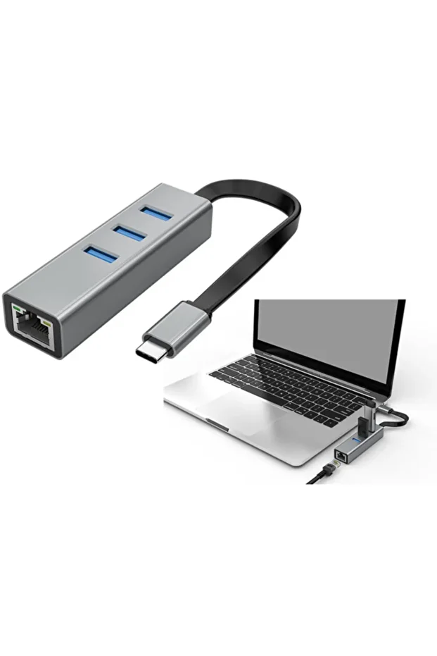 Swapp Sw-u3325 4 In 1 Gigabit 1000mphs 3 Port Usb 3.0 Ethernet Type C Hub Adaptör - 1