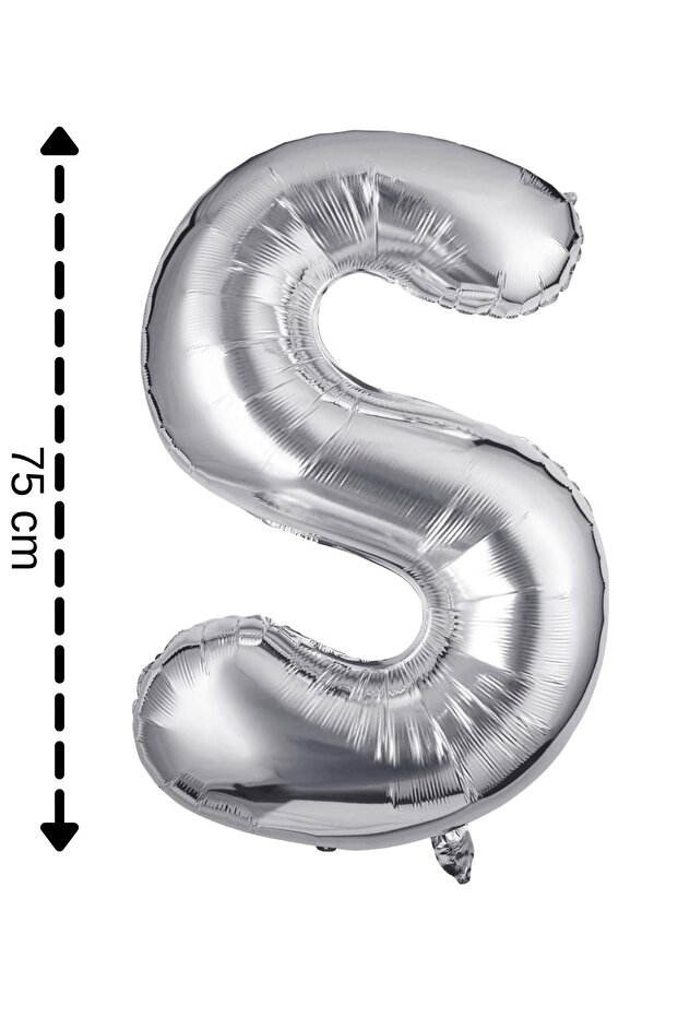Foil Balloon Letter S Helium Balloon 32 Inch 75 Cm Silver Color