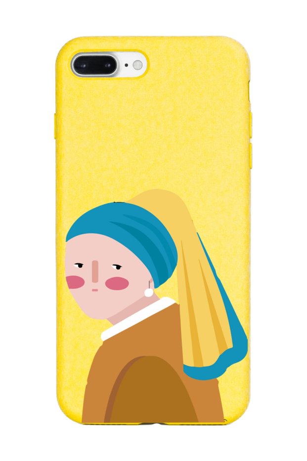 Yellow Launch Phone Case with Pearl Earring Girl Design Compatible with iPhone 7 Plus - 8 Plus
