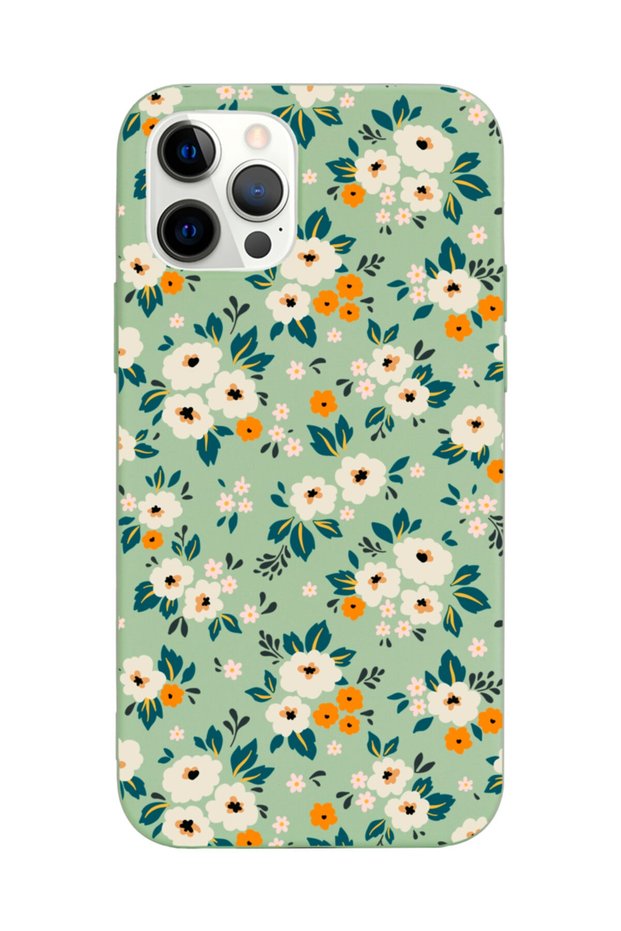 iPhone 12 Pro Compatible Flower Garden Design Green Launch Phone Case