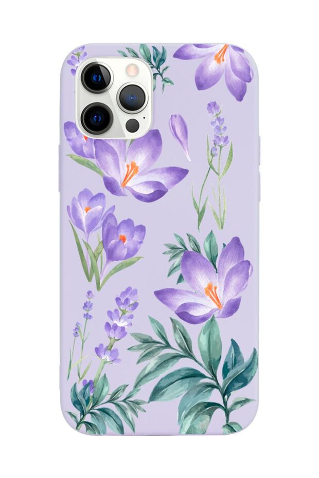 iPhone 12 Pro Compatible Winter Flower Design Lilac Launch Phone Case