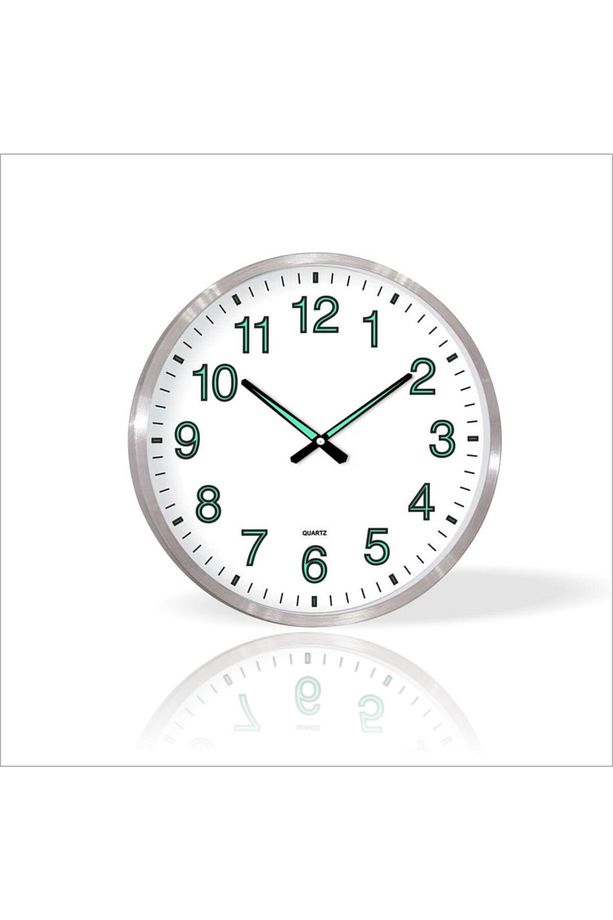 Büyük Dev 60 Cm Ebat Ebadında Aluminyum Çerçeve Gerçek Ön Camlı Gece Görünen Fosforlu Duvar Saati - 1