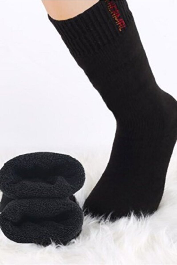 Black Men's Winter Towel Socks