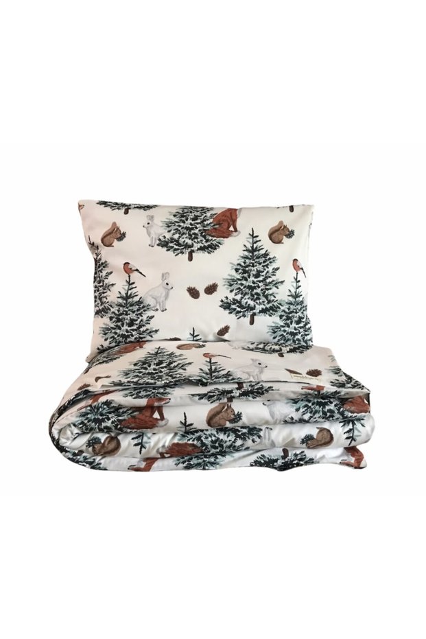 Winter Forest Winter Themed 100% Cotton Single Duvet Cover Set 2 Pieces 160 X 220 cm