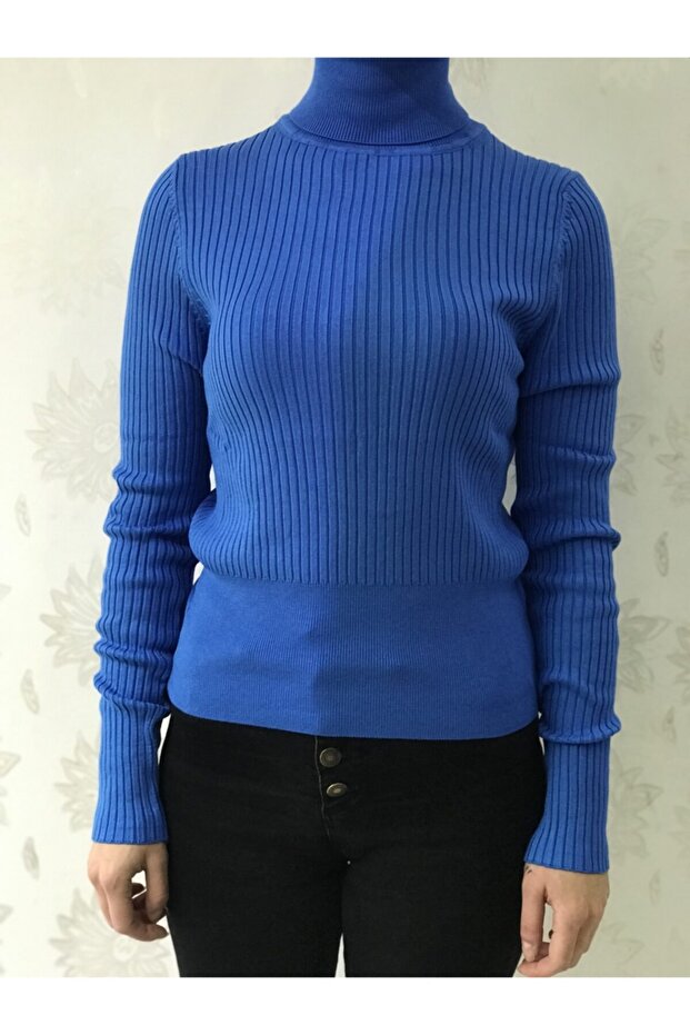 Balıkçı Yaka Fitilli Basic Kazak - 1