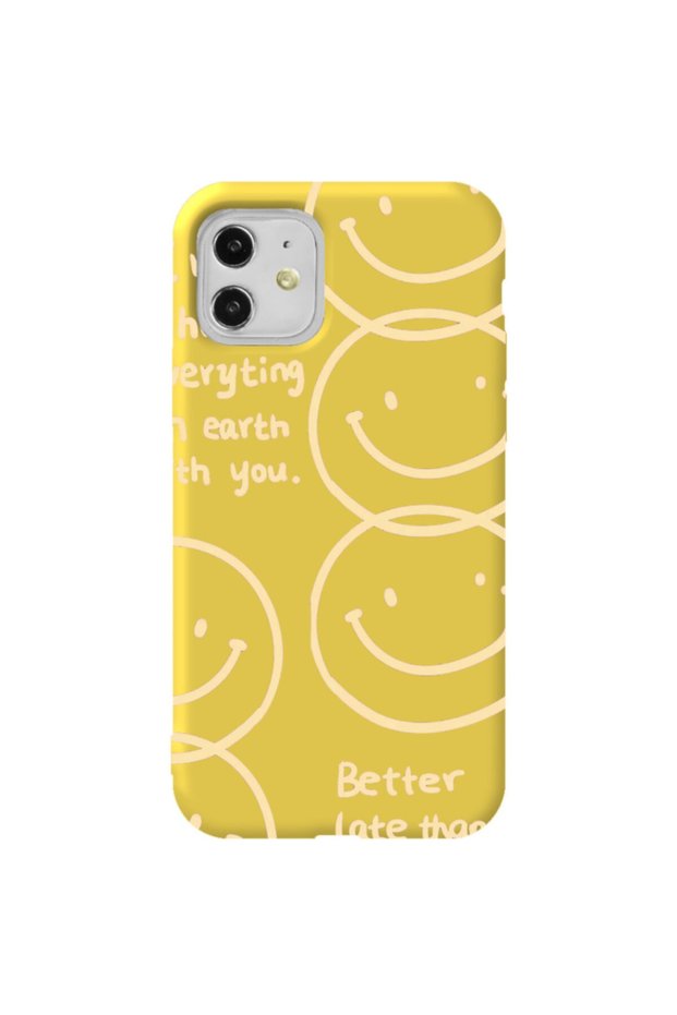 iPhone 11 Yellow Color Better Late Than Velvet Patterned Silicone Phone Case